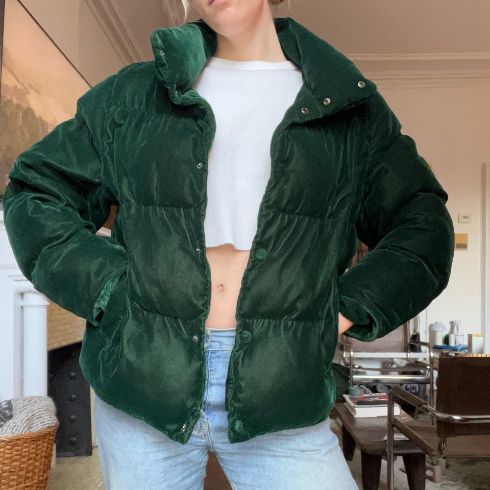 Zara Velvet Green Puffer